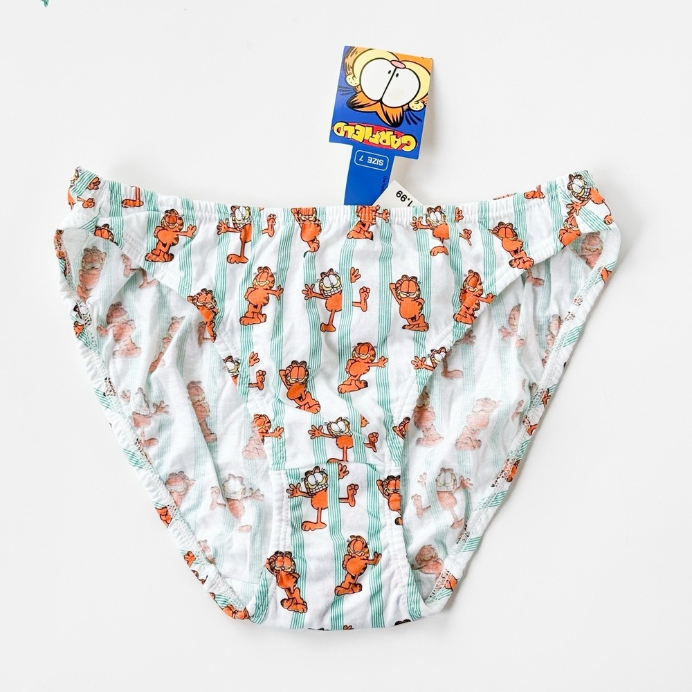 Vintage 80s/90s Garfield Women's 7 Bikini Underwear Panties Cartoon Graphic NOS